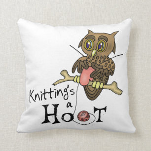 Owl Knitting Cushion