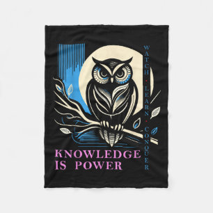 Owl - Knowledge Is Wer - Wisdom Owl Design  Fleece Blanket