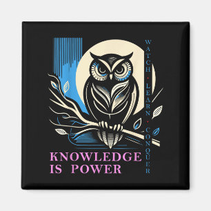 Owl - Knowledge Is Wer - Wisdom Owl Design Magnet