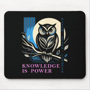 Owl - Knowledge Is Wer - Wisdom Owl Design Mouse Mat