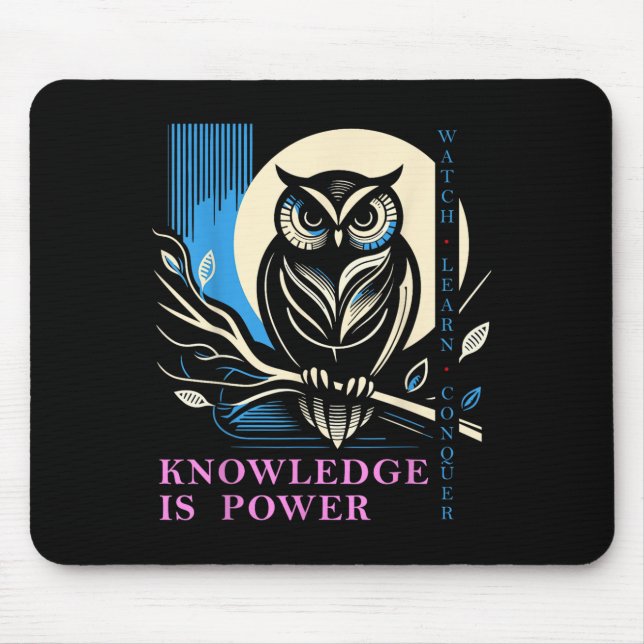 Owl - Knowledge Is Wer - Wisdom Owl Design  Mouse Mat (Front)