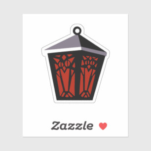 Owl Lantern Sticker - Red