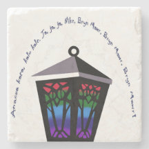 Owl Lantern Stone Coaster