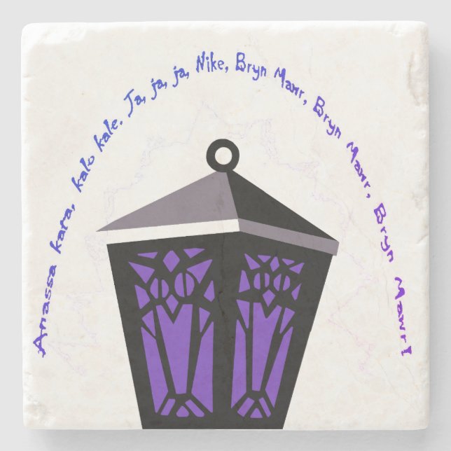 Owl Lantern Stone Coaster - Purple (Front)