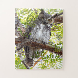 Owl Look From Branch Jigsaw Puzzle