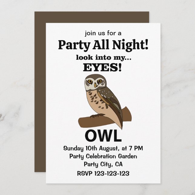 Owl Look Into My Eyes Owl Invitation (Front/Back)