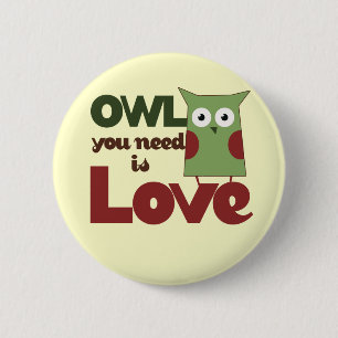 Owl Love 6 Cm Round Badge