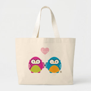 OWL LOVE :: bright girl + boy Large Tote Bag