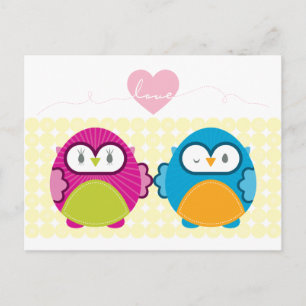 OWL LOVE :: bright girl + boy Postcard