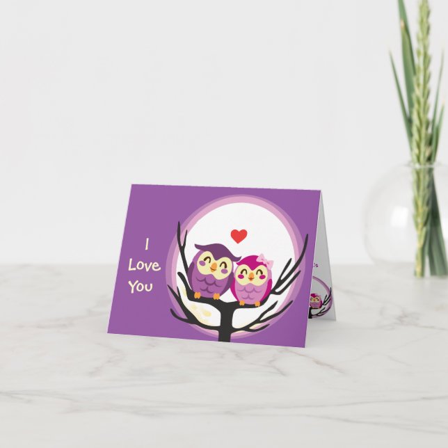 Owl Love Couple Holiday Card (Front)