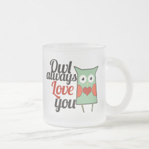 Owl Love Frosted Glass Coffee Mug
