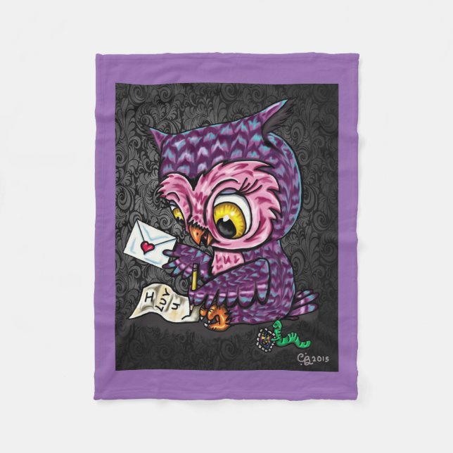Owl Love Letter Fleece Blanket (Front)
