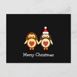 Owl Love Merry Christmas Holiday Postcard