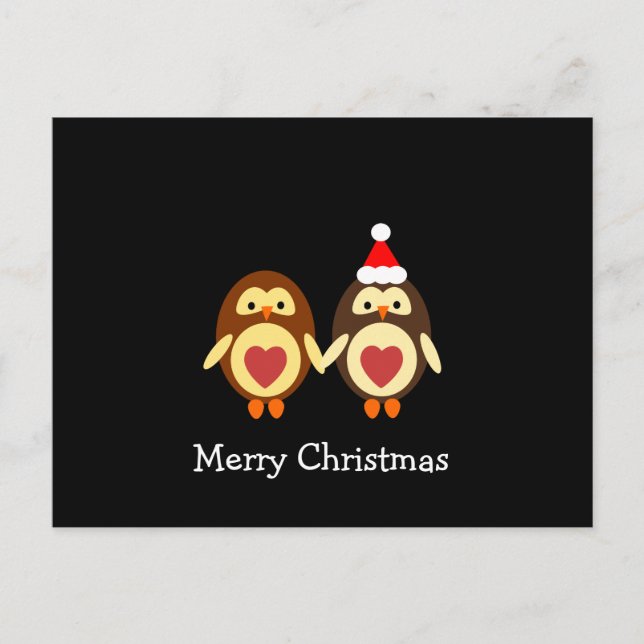 Owl Love  Merry Christmas Holiday Postcard (Front)