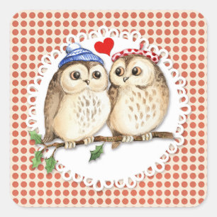Owl Love Square Sticker