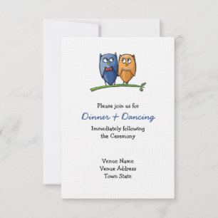 Owl Love Wedding Reception Card