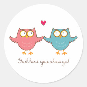 owl love you classic round sticker