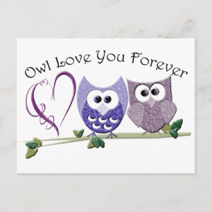 Owl Love You Forever, Cute Owls and Heart design Postcard