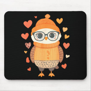 Owl Lover Heart Girls Valentine’s Day Women Owl  Mouse Mat