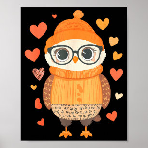 Owl Lover Heart Girls Valentine’s Day Women Owl Poster