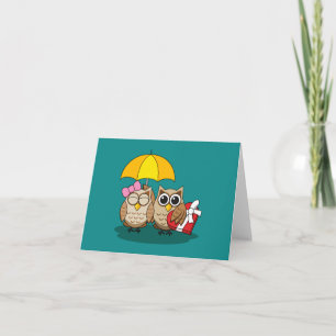 Owl Lovers w Umbrella & Chocolate Box   Add Text Card