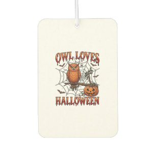 Owl Loves Halloween Orange Spider Web Pumpkin_1 Car Air Freshener