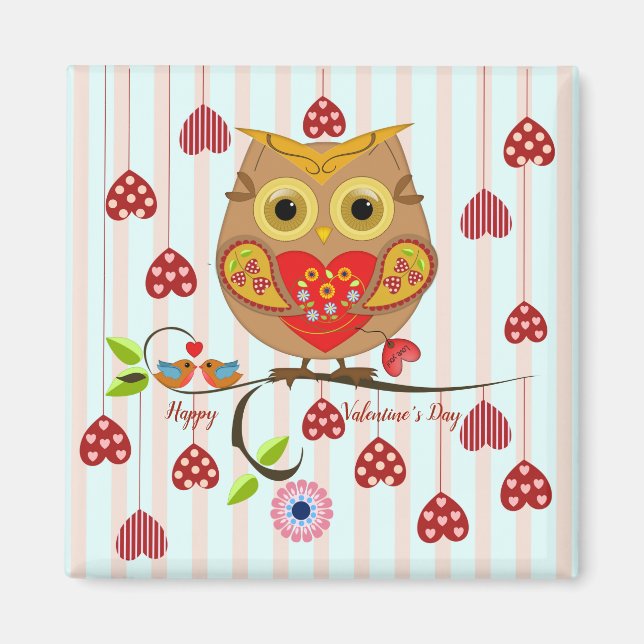 Owl loves you Valentine design Magnet (Front)