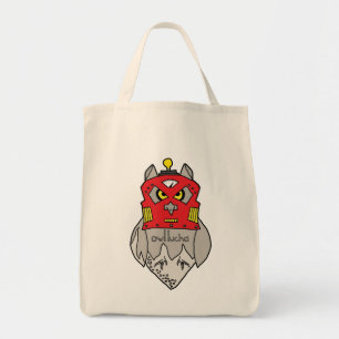 Owl Lucha Robot Grocery Tote Bag