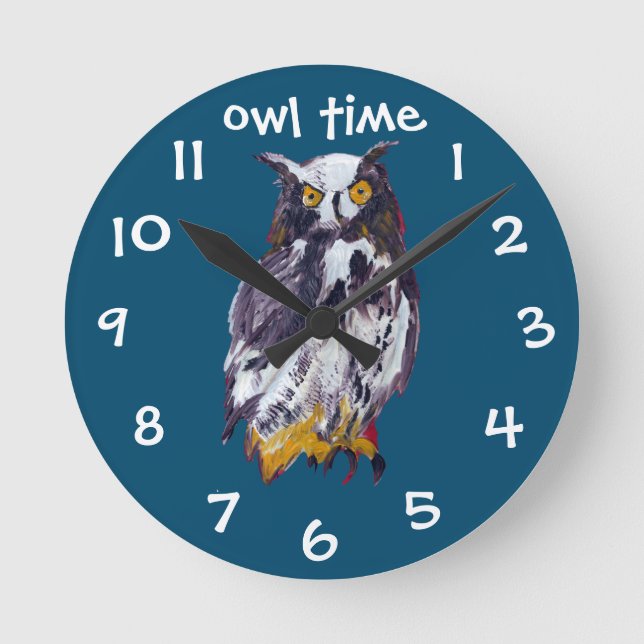 Owl mania collection round clock (Front)