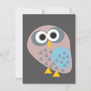 Owl mauve gray blue postcard