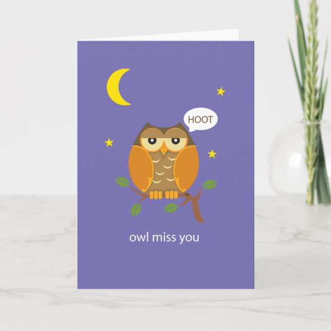 Owl Miss You Greeting Card (Front)