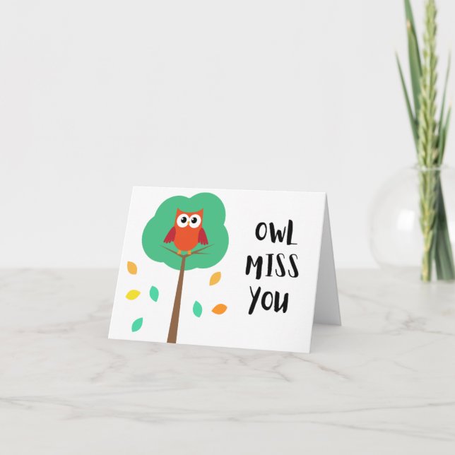 Owl Miss You - Pun Farewell Card (Front)