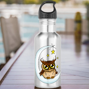 Owl Moon Blue Cute Stars 532 Ml Water Bottle