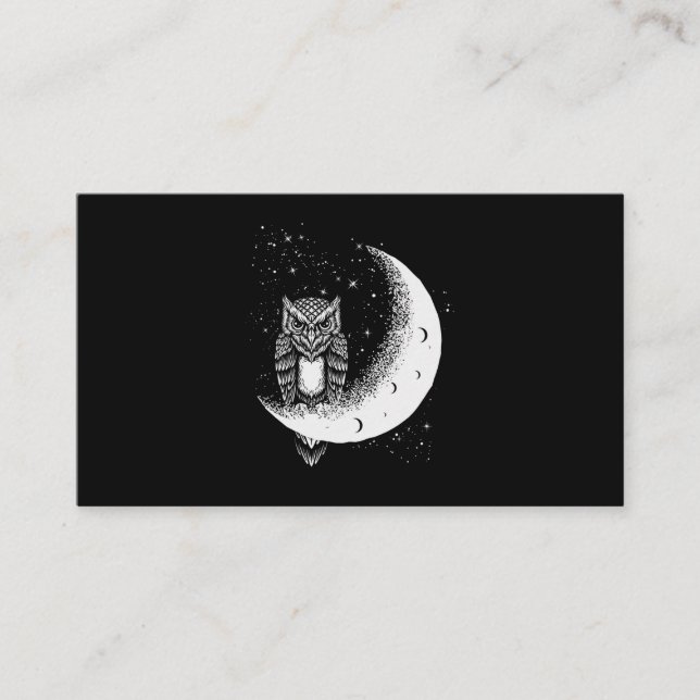 Owl Moon Celestial Bird Crescent Business Card (Front)