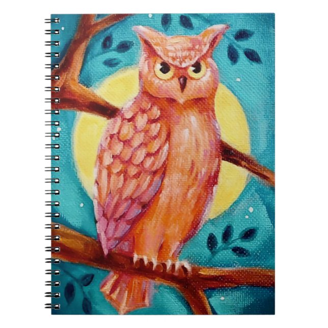 Owl & Moon Spiral Notebook (Front)