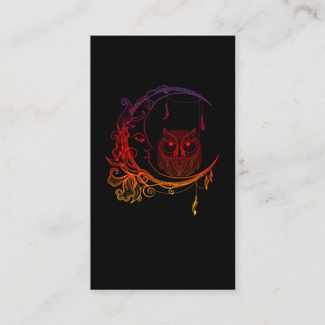 Owl Moon Spiritual Nature Birdwatching Love Birds Business Card (Front)