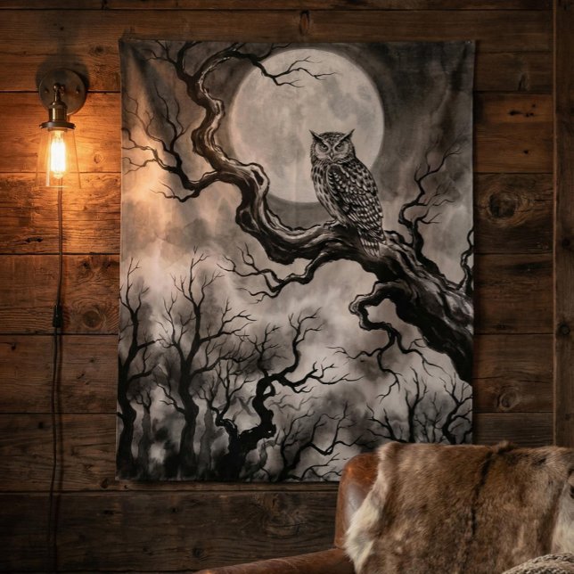 Owl Moon Tapestry | Dark Forest Art  (Creator Uploaded)