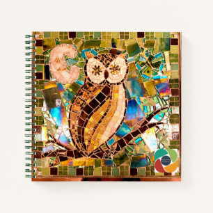 Owl mosaic spiral journal
