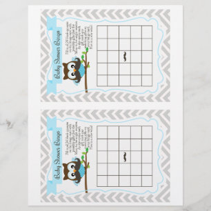 Owl Moustache Baby Shower Bingo Game, 2 a page