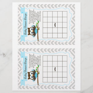Owl Moustache Baby Shower Bingo Game, 2 a page