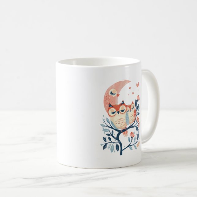 Owl Mum And Baby Love Mothers Day Card Coffee Mug (Front Right)