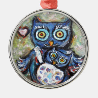Owl Mum & Baby Love Metal Tree Decoration
