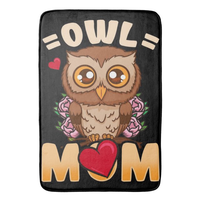 Owl Mum | Gift For Owner Owl Mum Bath Mat (Front Vertical)