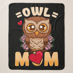 Owl Mum Gift For Owner Owl Mum Sherpa Blanket