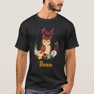 Owl Nana Floral Owl Bow Tie Lover Mother's Day T-Shirt