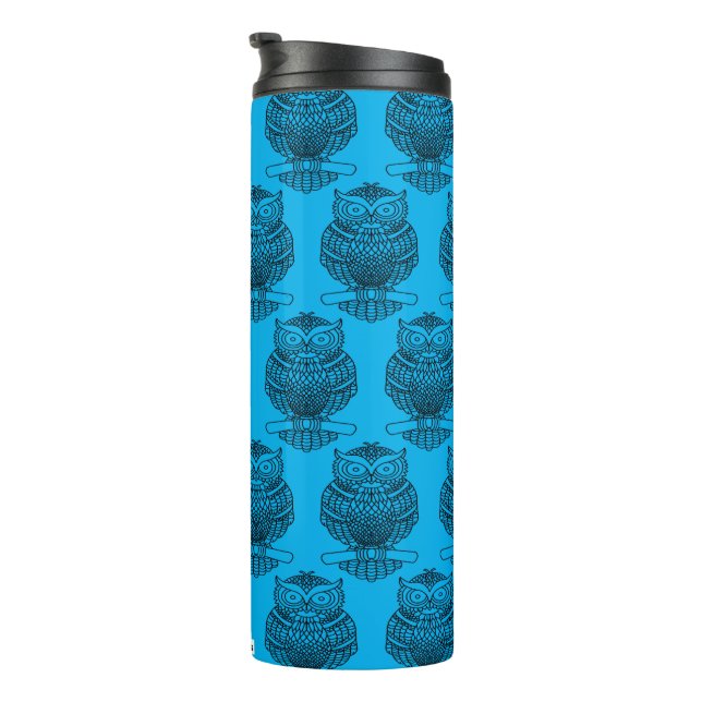 Owl (neon blue) - Thermal Tumbler (Rotated Right)