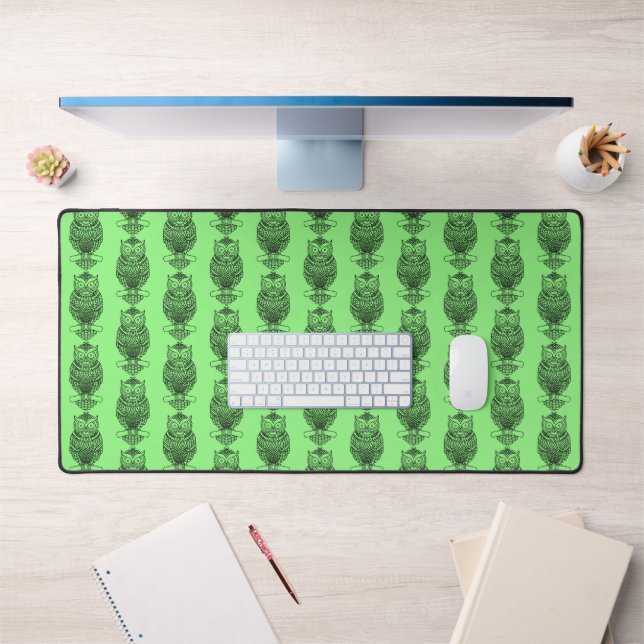Owl (neon green) - Desk Mat (Office 1)