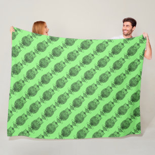 Owl (neon green) - Fleece Blanket