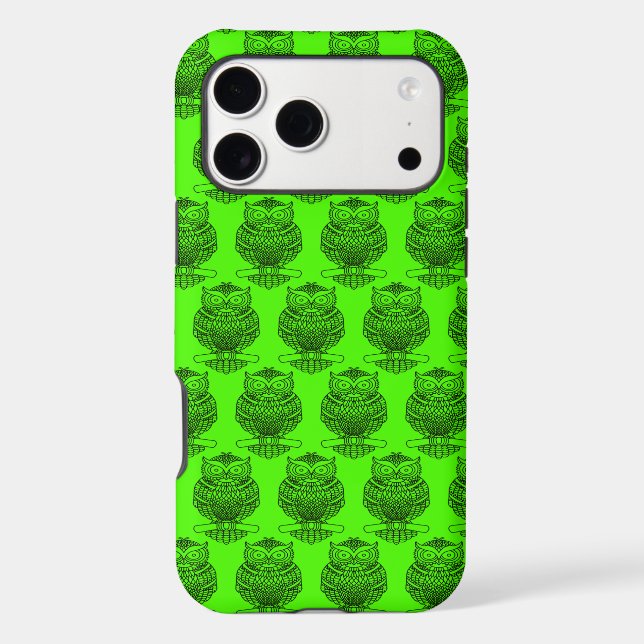 Owl (neon green) - iPhone (16 Pro Max) Case (Back)