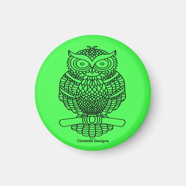 Owl (neon green) - Magnet (Front)